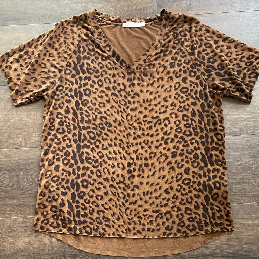 Over sized Brown Leopard Print Suede-like feel  Blouse